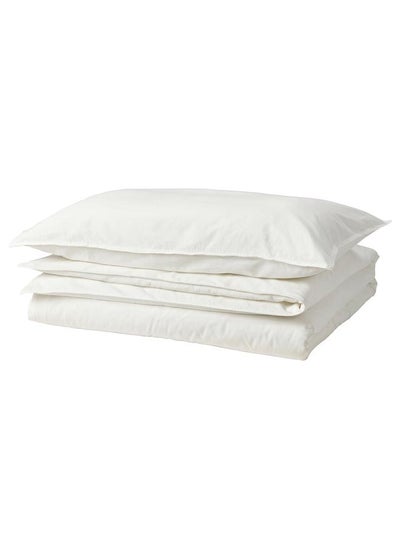 Buy Duvet Cover And Pillowcase White 150X200/50X80 Cm in Saudi Arabia