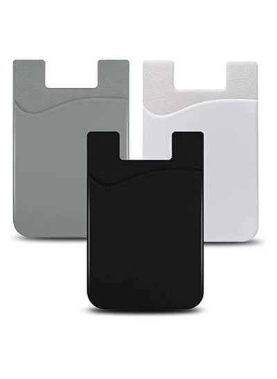 Buy 3pcs Cellphone Card Holder Back Wallet, Silicone Adhesive Stick-on Credit Card ID Card Keeper in UAE