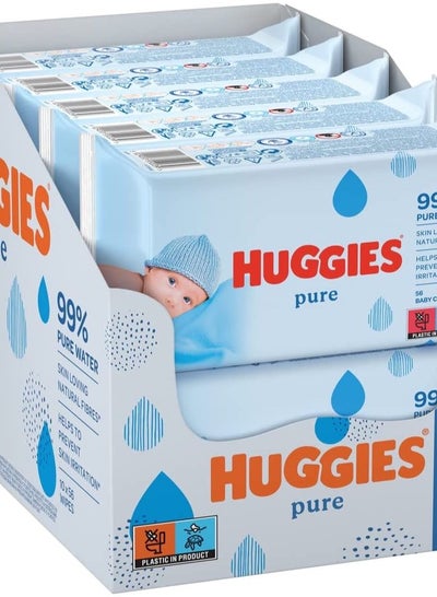 Buy Huggies Baby Wipes Pure, 56s x 10 (560 Wipes) in UAE