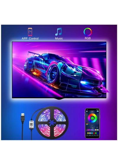 Buy TV LED Backlights 3M, 9.8FT LED Strip Lights with Bluetooth APP Control for 40-60 inch TV, 16 Million Colors, Music Sync Color Changing + Timing Function, Adapter USB Powered in Saudi Arabia