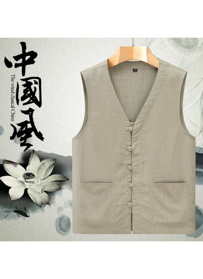 اشتري Summer Mens Lightweight Linen Vest Large Size SleevelessBean Green Bean Green في السعودية