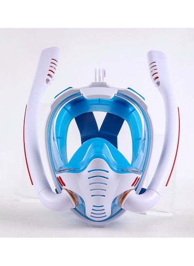 Buy Full Face Snorkel Mask - Diving Mask with Dry Top Breathing System Double-Tube, 180 Degree Panoramic Snorkeling Mask with Camera Mount, Anti-Fogging Anti-Leak Snorkeling Gear for Adults and Kids in UAE