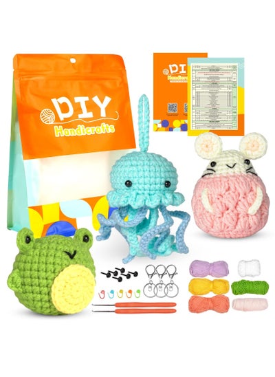 Buy Beginner Crochet Kit，Animal Crochet DIY Kit，Crocheting Knitting Kit for Beginners and Experts，Crochet Kit Includes Enough Yarns, Hook, Accessories in UAE