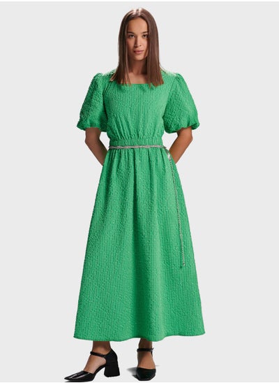 Buy Puff Sleeve Tiered Ruched Dress in UAE