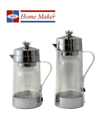 Buy 2-Piece  Tea & Coffee Flask Clear / Silver in UAE