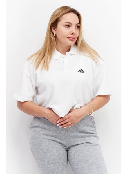 Buy Women Sportswear Fit Outdoor Cropped Polo Shirt, White in UAE