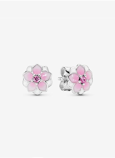 Buy Pandora Moments Women's Classic Cubic Zirconia Versatile Fashion 925 Silver Pink Magnolia flower Earrings Gift 290739PCZ in UAE