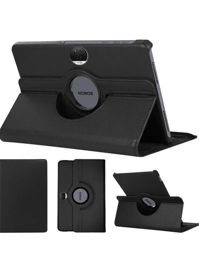 Buy Case Compatible with Honor Pad 9 12.1 Inch Tablet, PU Leather Case 360° Rotatable Multi-Angle Protection Stand Protective Case for Honor Pad 9 (Black) in UAE