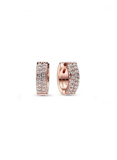 Buy Pandora Timeless Women's Fashion Versatile Classic Cubic Zirconia Rose Gold Double Rows Pav é Dense Inlaid Earrings Earrings Earstuds Pendant Earring Gifts 282622C01 in UAE