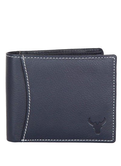 Buy Blue Leather Wallet for Men I 6 Credit/Debit Card Slots I 2 Currency Compartments I 1 ID Window I 2 Secret Compartments I 1 Coin & Zip Pocket in UAE