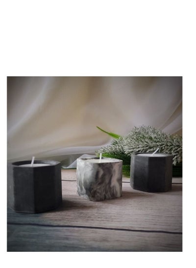 Buy Candle concrete pots /lavender scanted candles /3 pieces in Egypt