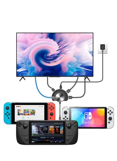 اشتري Portable Dock with Ethernet Port, Fit for Steam Deck/ Nintendo Switch/ Nintendo Switch OLED, Portable TV Ethernet LAN Adapter for Steam Deck/Nintendo Switch/OLED with 2*USB, USB C Power في الامارات