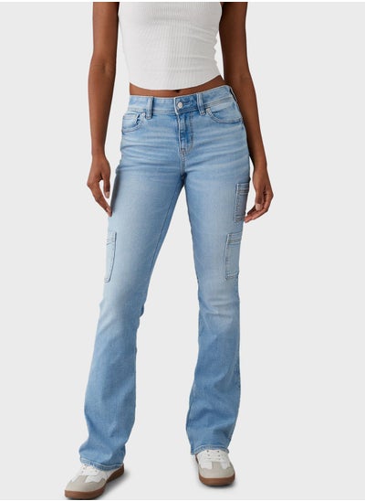 Buy Low Waist Straight Fit Flared Jeans in UAE