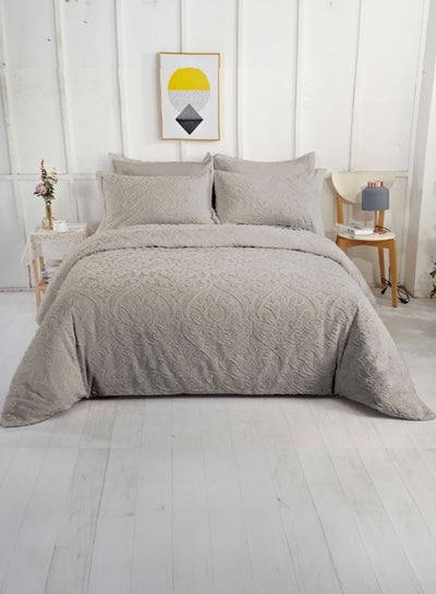 اشتري 8 Piece Comforter Set King Size All Season Everyday Use Bedding Set Extra Soft Microfiber 1 Comforter 1 Fitted Sheet 2 Pillow Sham 2 Pillow Case  2 Cushions  260 x 240CM في الامارات