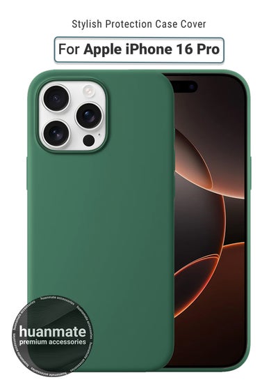 Buy Apple iPhone 16 Pro Silicone Cover Green - Premium 2.0mm TPU Silicon, Enhanced Camera Protection with Lens Shield, Shockproof & Water-Proof Cover for Apple iPhone 16 Pro in Saudi Arabia