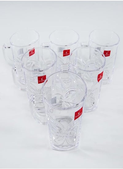 Buy Blink Max brand cup set, pure glass, set of 6 pieces, code: 68-2, butterfly square in Egypt