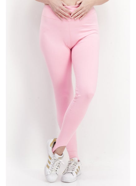 اشتري Women Plain Full Leg Pull On Leggings, Pink في الامارات