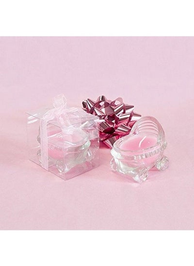 Buy Baby Keepsake Set Of 12 "Girl" Glass Baby Stroller Scented Candle Pink in Saudi Arabia