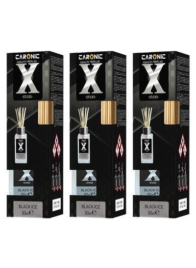 اشتري Air Freshener With 10 Rattan Reeds Pack of  3 Pcs Black Ice 80ml في الامارات