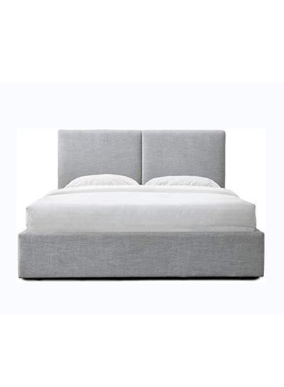 Buy R2R Furniture Austen Queen Size Bed with mattress in Light Grey - 160 x 200cm in UAE