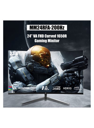 اشتري GXM GX24RFA 24” Curved Frameless Ultra-Fast Gaming Monitor, FHD 1920x1080 200Hz Display, 16:9, Ultrawide 1650R Curved Screen, 23.8” LED Backlit, 1ms ResponseTime, 16.7M DisplayColors, Black في الامارات