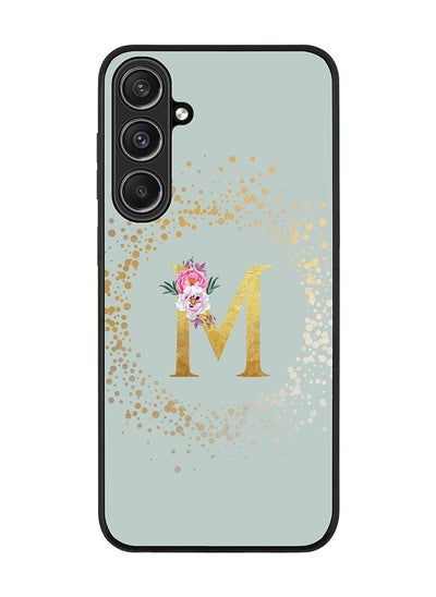 Buy Rugged Black Edge case for Samsung Galaxy S23 FE, Slim fit Phone Case Cover- Custom Monogram Initial Letter Floral Pattern Alphabet - M (Light Grey) in UAE