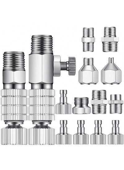 اشتري 15 Pieces Airbrush Adapter Set Airbrush Quick Release Coupling Disconnect Adapter Kit Airbrush Quick Release Disconnect Fitting Connector Set Female Connectors for Air Compressor and Airbrush Hose في السعودية