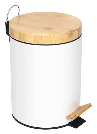 Buy Orchid 5L Bamboo lid Pedal Dustbin With Soft-Close in UAE