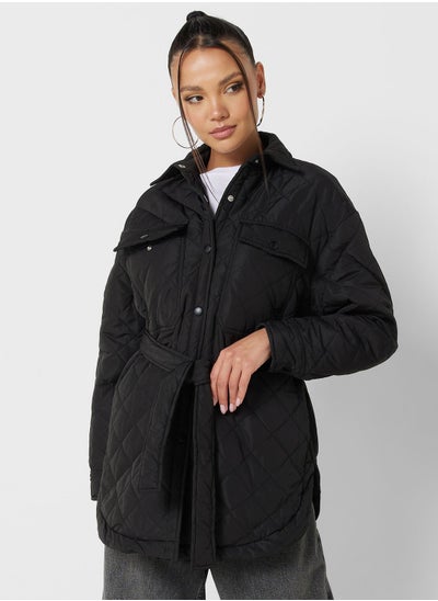 Buy Belted Padded Coat in UAE