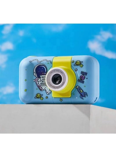 Buy Kids Camera Digital Camera With Flip Lens 40 Million Pixels 1080P HD Digital Video Recorder Camcorder 2.4 Inch IPS Screen For Child Birthday Gift Astronaut painting pattern Blue in Saudi Arabia