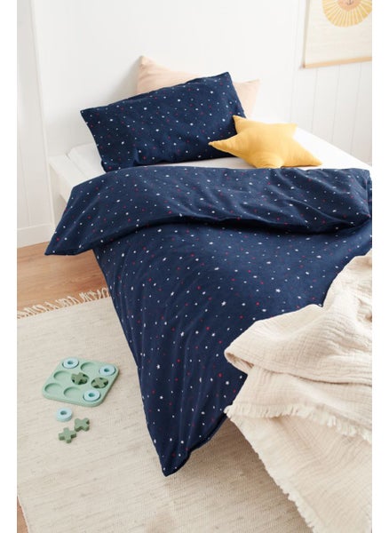 Buy Toddlers Flannelette Duvet Set 100 x 135 cm, Navy Blue in UAE