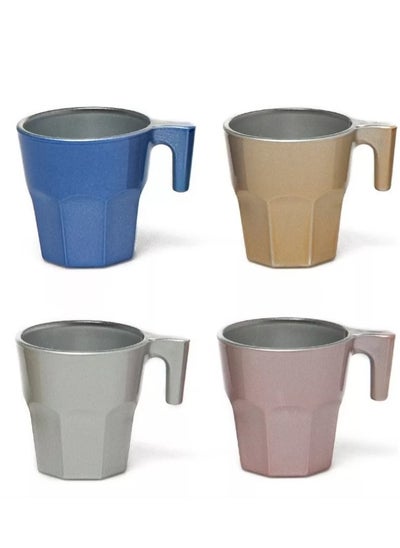 Buy A set of 4 colored glass cups for Turkish coffee and espresso, multi-use, capacity 70 mm in Saudi Arabia