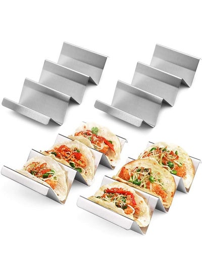 Buy Taco Holder Stand - Set of 4 - Oven & Grill Safe Stainless Steel Taco Racks With Handles - Fill & Serve Tacos With Ease - Taco Trays in UAE