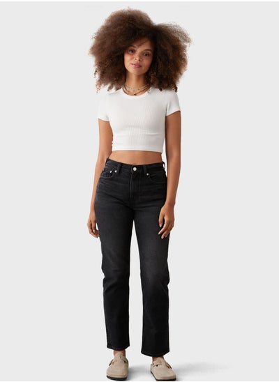 Buy High Waist Straight Fit Jeans in UAE