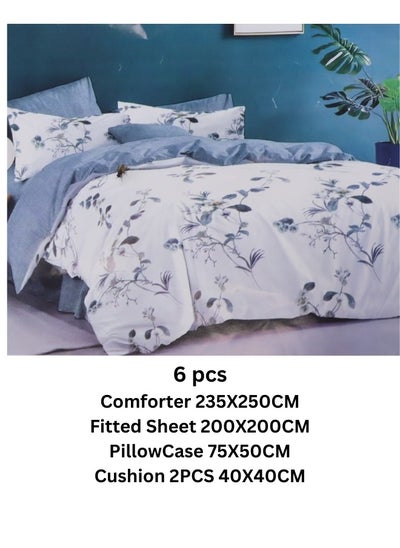 Buy Double-sided comforter set, 6-piece bedspread, 6-piece comforter, 100% polyester, comforter size 235x250 cm in Saudi Arabia