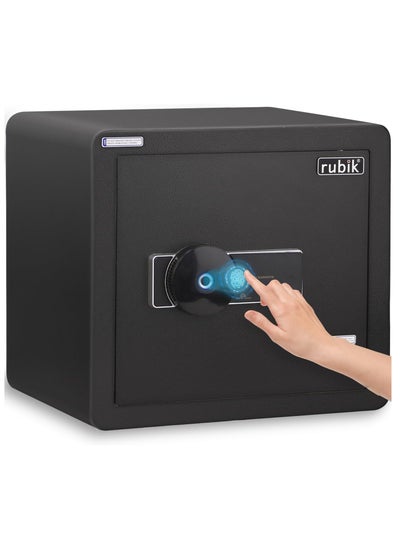 Buy Safe Box Biometric Fingerprint With key, 1.40cu-ft Large Document Size Safety Locker for Home Office Shop RB35FC (Size 35x38x30cm) Black in UAE