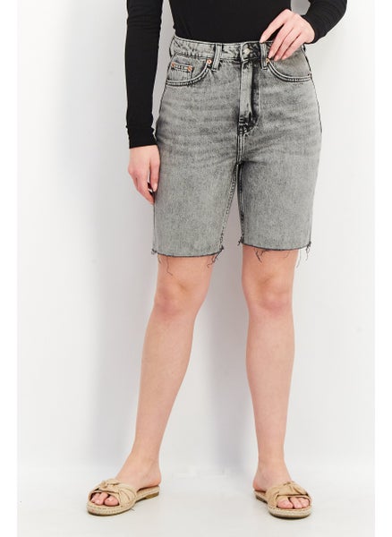 Buy Women Washed Denim Short, Grey in UAE