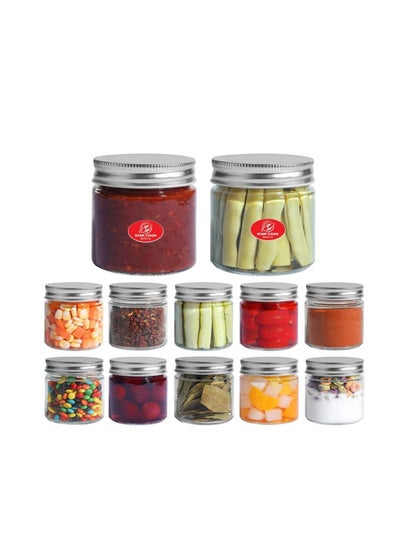 اشتري Star Cook Glass Jars With Airtight Metal Regular Lids 250ml Sealed Clear Glass Canning Jars With Wide Mouth For Spices Honey Jam Jelly Ideal For Wedding Favors Baby Shower Favors Set Of 12 في الامارات