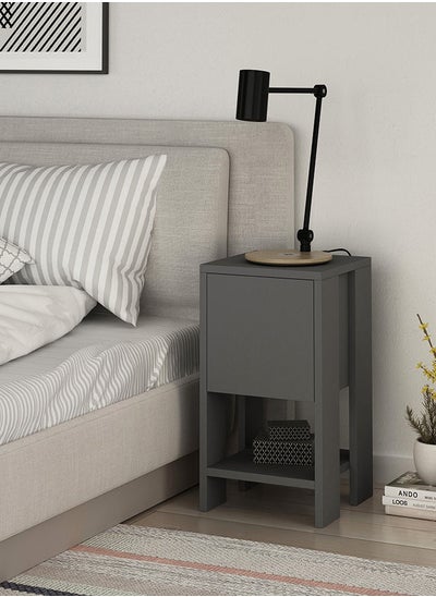 اشتري Modern And Simple Style Engineered Wood Ema Nightstand Anthracite 30x30x55 cm في الامارات