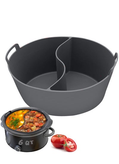 Buy Slow Cooker Liners Fit Most 6QT Crockpot, Large Size Crock Pot Reusable/BPA Free/Leakproof/Dishwasher Silicone Crockpot 6-8QT Divider Divider, Grey in Saudi Arabia