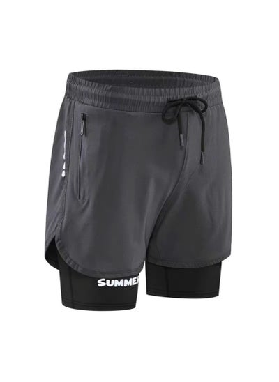 Buy Fashionable Men's Double-Layer Quick Drying Beach Swimming Shorts in UAE