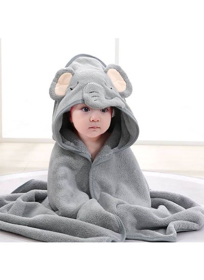 Buy Baby Animal Hood Soft Throw Blanket Bath Towel Swaddle (Grey) in Saudi Arabia