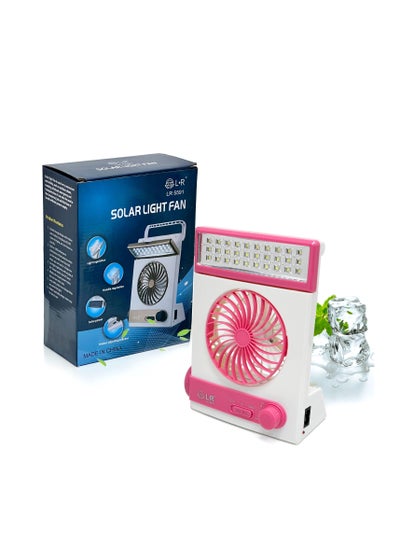 Buy Portable 3 in 1 Multifunctional Solar Powered Mini Fan With LED Table Flashlight For Home Office Camping in UAE