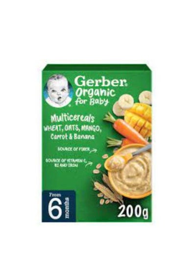 Buy Gerber Organic Cereal Wheat Oats With Mango, Carrots & Banana 200g in UAE