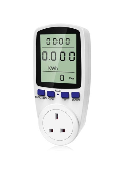 Buy Electricity Usage Monitor with LCD Display and 7 Modes for Energy Saving White in Saudi Arabia