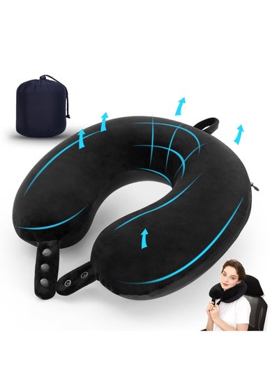 Buy Memory Foam U Shape Neck Pillow for Head Support Car Home Use Black 30x30x8cm in Saudi Arabia