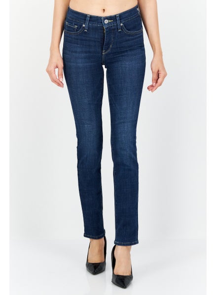 Buy Women Slim Fit Mid Rise Stretchable Jeans, Navy in Saudi Arabia