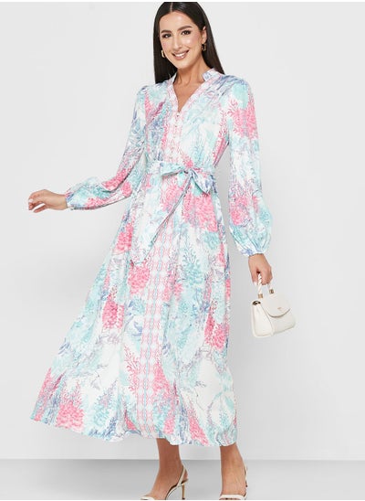 Buy Soft Belted Print Dress in Saudi Arabia