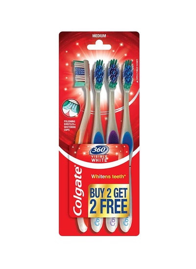 Buy 360 Visible White Toothbrush 4 Pieces Multicolour in UAE