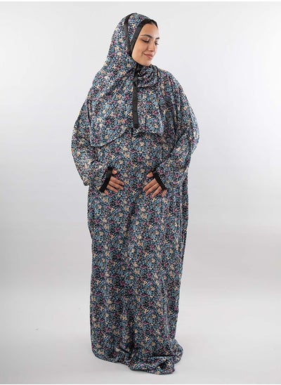 اشتري Printed Viscose Isdal Dark Baby Blue & Pink For Women في مصر